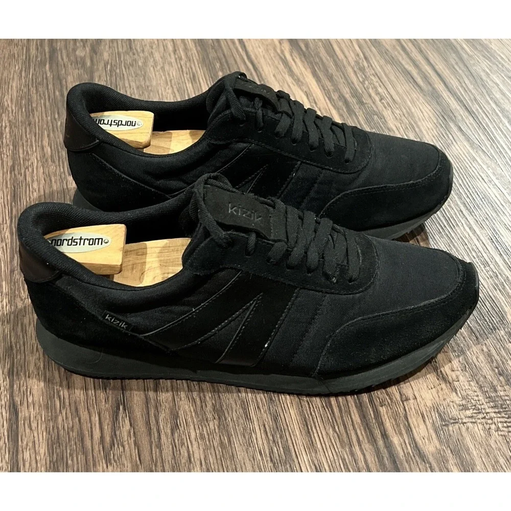 Kizik Milan Walking Shoes Sneakers Mens Size 10.5 Black Suede Casual Orthotic